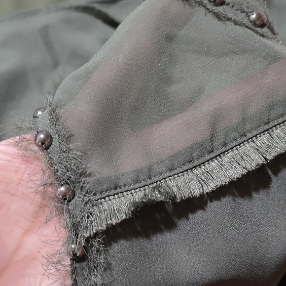 Olive Green Sleeveless Top with Studded Details - Picture 13 of 13